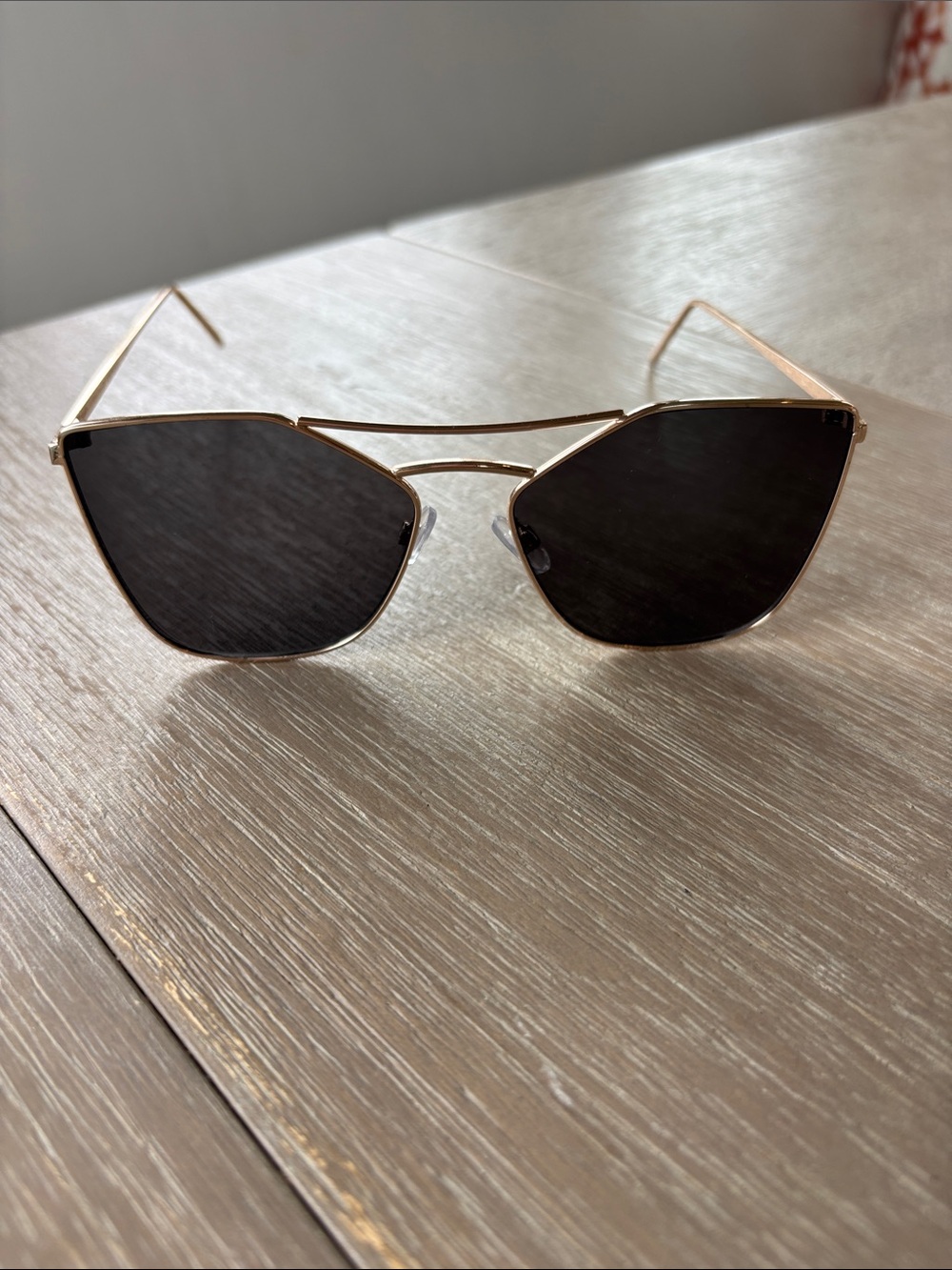 Gold Frame Black Lens Women's Sunglasses